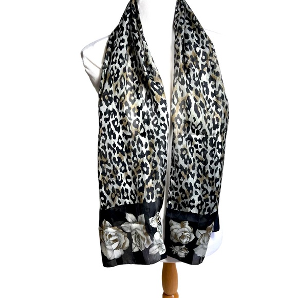 Accessories - Scarf animal print floral gray black lightweight silky no tags
